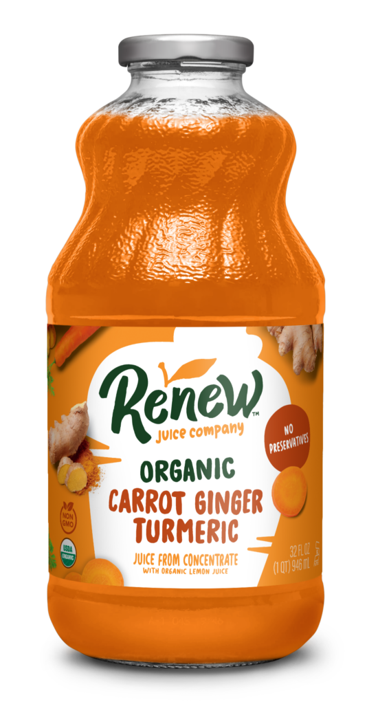 Bottle of Renew Organic Carrot Ginger Turmeric