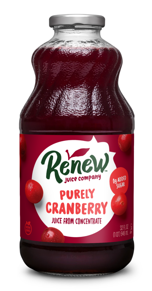 Bottle of Renew Purely Cranberry Juice